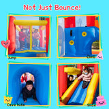 Baralir Inflatable Bounce House Water Park with Long Water Slide & Large Splash Pool Fits 5 Kids, Endless Fun of Jumping, Sliding, Climbing - Extra Cave and Tunnel Adventure and Water Cannon Baralir