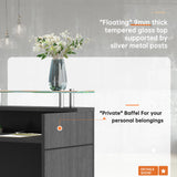 ALFA BUSINESS Modern Rectangle Reception Desk with Glass Counter | Manufactured Wood Front Desk(63" W x 23.7" D) ALFA BUSINESS