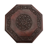 COTTON CRAFT Solid Wood Accent End Table - Hand Carved Vintage Boho Folding Side Table - Small Spaces Entryway Farmhouse Living Room Bedside - No COTTON CRAFT