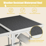 ROOMTEC Outdoor Catio with Roof 71.3" Height Large Wooden Cat Enclosure with 3 Jumping Platforms and 2 Napping Houses Cat Cage for Cat Activity (White) ROOMTEC