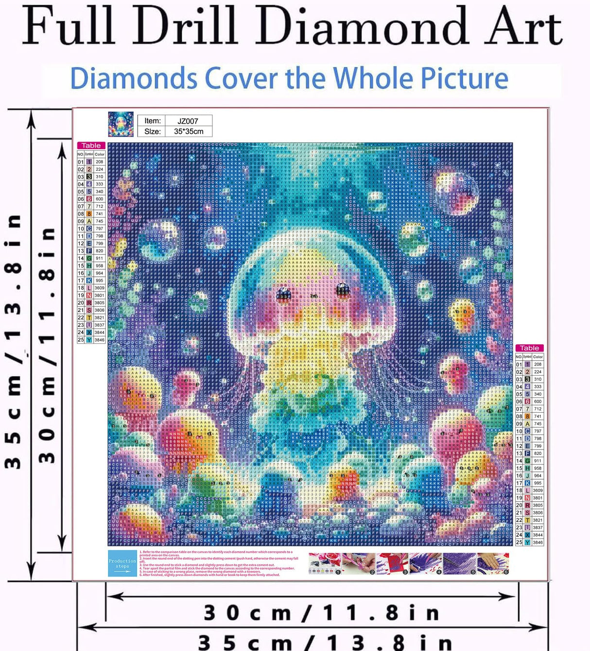 Diamond Painting Kits,5D Diamond Art Kits Full Drill Diamond Painting Kits for Adults Kids Beginner,DIY Diamond Painting Kits Perfect for Home Wall Decor Gifts Jellyfish 13.8x13.8inch PJOESL
