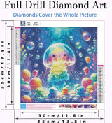 Diamond Painting Kits,5D Diamond Art Kits Full Drill Diamond Painting Kits for Adults Kids Beginner,DIY Diamond Painting Kits Perfect for Home Wall Decor Gifts Jellyfish 13.8x13.8inch PJOESL