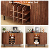 ONBRILL 55" Wine Bar Cabinet with LED Light,Modern Liquor Whiskey Coffee Station with Wine Rack and Glass Holder, Farmhouse Buffet Sideboard with Storage for Living Room, Kitchen, Entryway (Walnut) ONBRILL