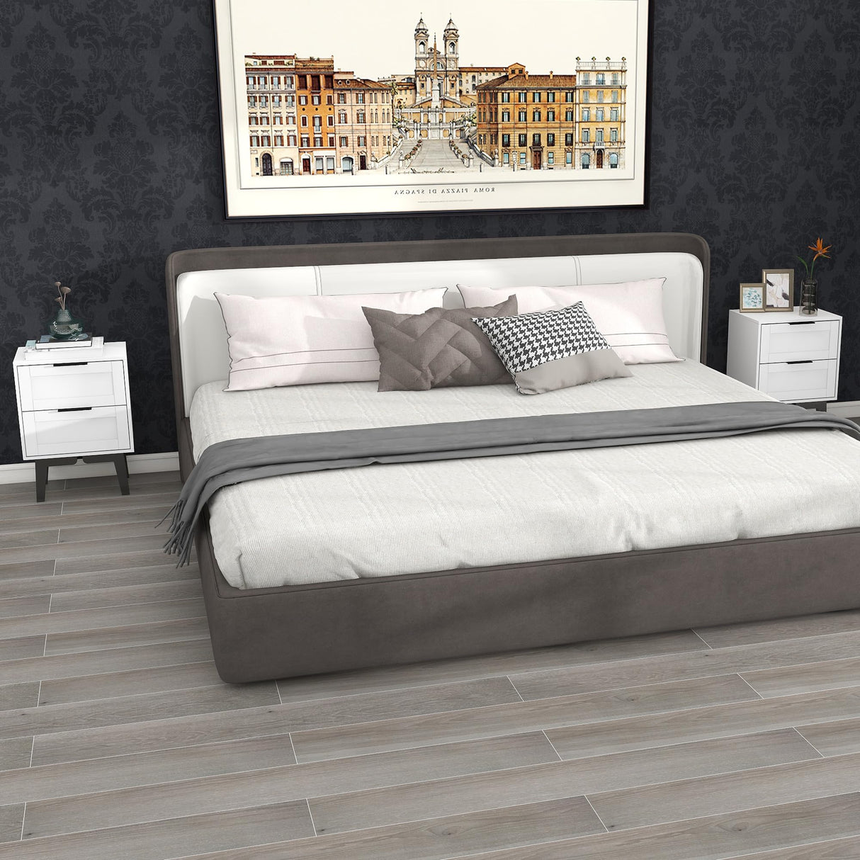 TaoHFE Modern White Nightstand Set 2 with Drawer Mid Century 22 Inch Bed Side Table Bedroom White Night Stand Set of 2 Bedside Table Set 2 White 2 Drawer Nightstand Table for Bed Room(2, White) TaoHFE