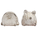 Creative Co-Op Distressed White Pig Shaped Terracotta Bookends (Set of 2 Pieces) Creative Co-Op