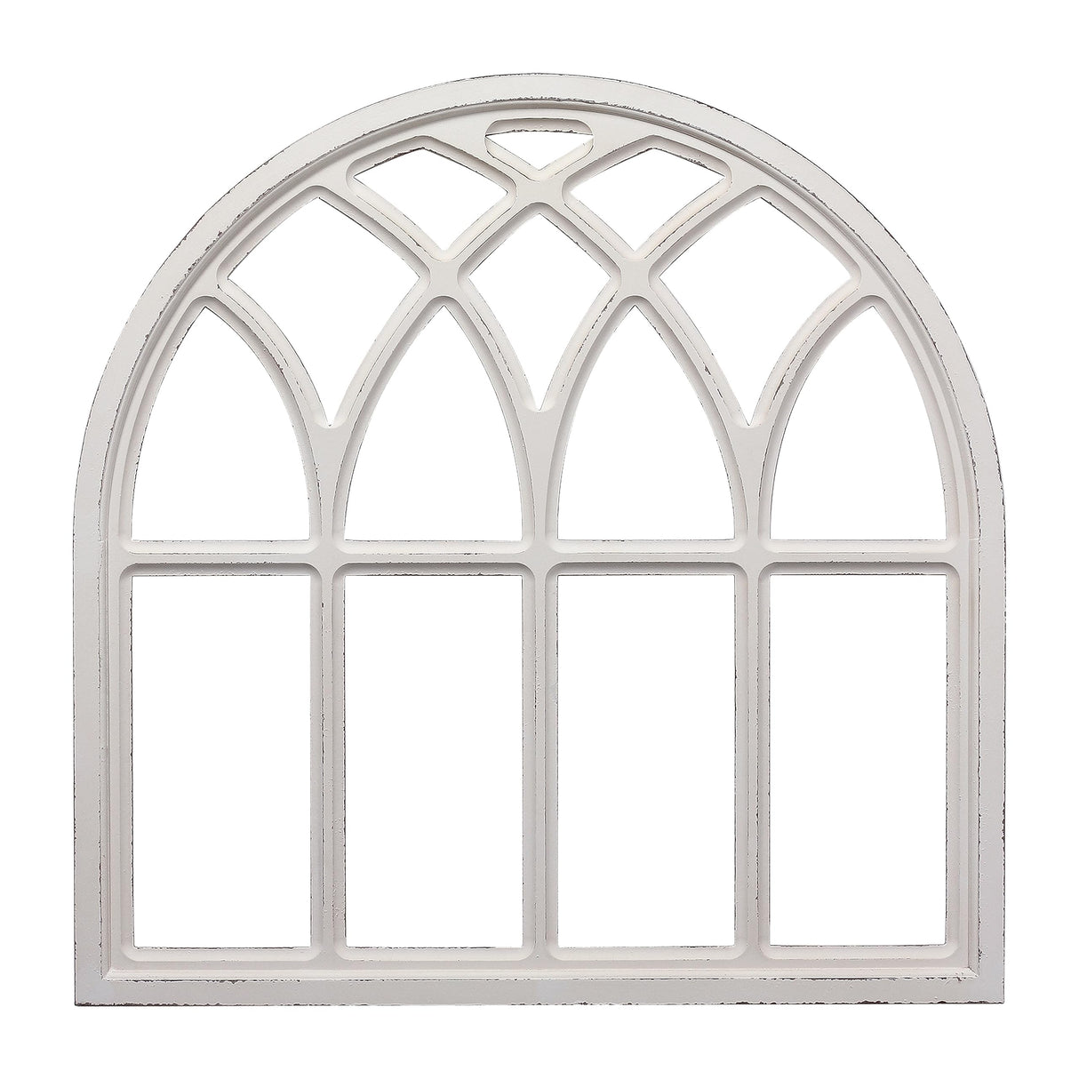 Sintosin Farmhouse White Arched Window Frame Decor 32 Inch, Hanging Distressed Wooden Rustic Window Frames for Wall Decor, Window Pane Wall Decor for Living Room Christmas Halloween Sintosin