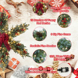 YEAHOME 48 Inch Large Christmas Wreath, 4 FT Pre-Lit Christmas Star Wreaths for Front Door with 120L Warm White LED Lights, Bow-tie, Berries, Pine Cones for Xmas Outdoor Indoor Wall Home Decorations YEAHOME