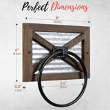 Autumn Alley Rustic Farmhouse Towel Holder for Bathroom, Rustic Hand Towel Holder, Rustic Towel Rack Holder, Wall Mounted, Western Bathroom Decor, Wood Country Decor, Galvanized Metal, Black Ring Autumn Alley