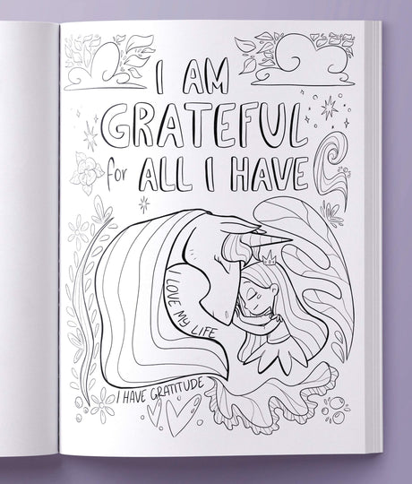 Hey Girl! A Unicorn Coloring Book for Girls: To Develop Gratitude and Mindfulness through Positive Affirmations BRIRILINE