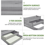 Yaheetech 3 Tier 47 x 47 x 22in Raised Garden Bed Horticulture Outdoor Elevated Flower Box Tiered Garden Bed Wooden Vegetables Growing Planter for Backyard/Patio/Gardener, Gray Yaheetech