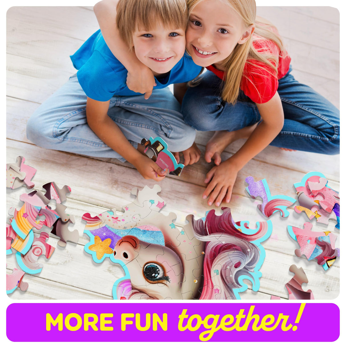 Dan&Darci Jumbo Shimmery 45-Piece Unicorn Floor Puzzle for Kids Ages 3-6 Years Old- Large Toddler Puzzles Age 3, 4, 5, 6 Year Olds - Easter Toys for Girls - Little Girl Birthday Gift Dan&Darci