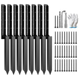 VIVOSUN Fence Post Repair Kit, Heavy-Duty Ground Spike with Gloves for Repairing Tilted or Broken Wood Posts (8 Pack, Black) VIVOSUN