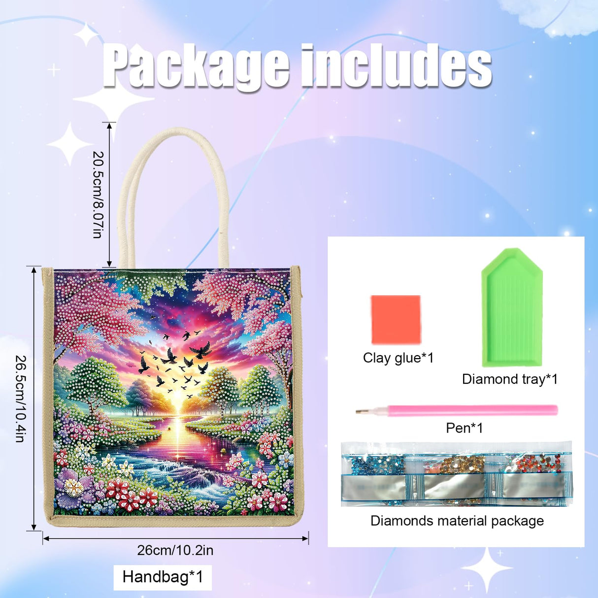 Tontut Diamond Painting kit Handbag Beautiful Scenery DIY Handmade Diamond Pattern Creative Gift Large Capacity Commuting Leisure Bag Tontut