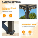 MELLCOM 12 x 14 FT Iron Hardtop Gazebo, Double Roof Gazebo with Curtains and Netting, Waterproof Canopy Gazebo with Anti-Rust Coating Frame for Patios, Lawns, Gardens, and Backyard MELLCOM