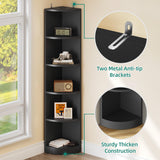 YITAHOME 5-Tier Black Corner Bookshelf - Modern Free Standing Display Bookcase YITAHOME