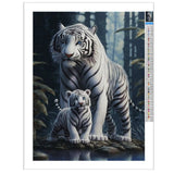 Diamond Painting Art Kit for Adults, Forest White Tiger Diamond Painting Abstract Wildlife Canvas, Diamond Painting Wall Decor Picture Kit 8x12 Inch Champi