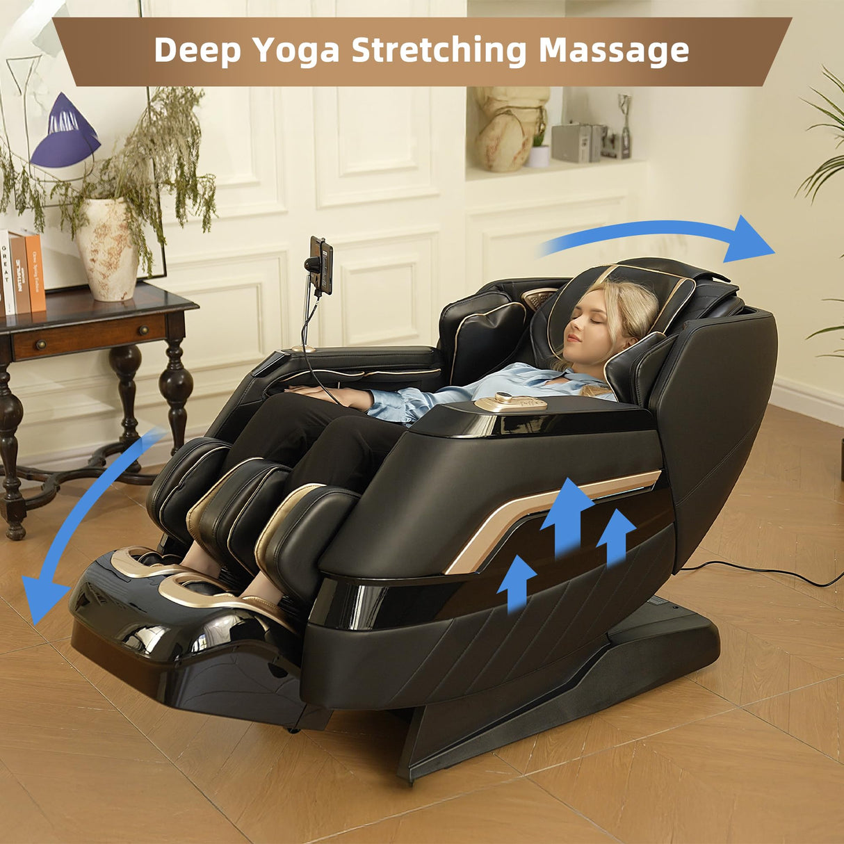 Alfine A66 4D Full Body Massage Chair – Made in The U.S.A. with U.S. & Imported Material, SL Track, Yoga Stretch, Zero Gravity, AI Voice Control, Heating, Automatic Footrest Alfine