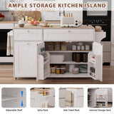 Kitchen Island on Wheels with Storage, Rolling Kitchen Islands with Drop Leaf&Power Outlet, Mobile Kitchen Island Cart with Trash Can Storage, Spice Rack, Towel Rack, Storages Cabinet ,Drawers SAHISTCT
