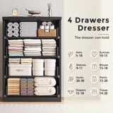 Jocoevol 4 Drawer Dresser for Bedroom, Black Dresser Chest of Drawers - Large Wood Dressers TV Stand with Deep Drawers Dressers for Living Room, Hallway, Entryway - Black Jocoevol