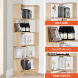 GOOFCXO Corner Bookshelf, 5 Tiers Wooden Corner Bookcase 68.9" Tall Large Open Bookshelf L-Shaped Storage Display Rack with Fixture for Living Room Bedroom Study Office GOOFCXO