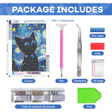 SANYUN Cat Diamond Art Kits for Adults,Starry Night Diamond Painting Kits, Animals Paint by Diamonds Pictures for Beginners Teenagers,Perfect for Home Office Decor 12x16 inch SANYUN