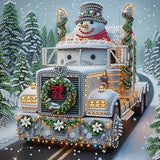 5D Christmas Diamond Art kits for Adults, Snowman Truck Special Shape Diamond Painting for Beginners, DIY Drill Crystal Rhinestone Diamond Dot Gem Art Kits for Adults, Home Wall Decor 11.8X11.8 Inch CHWGLFGG