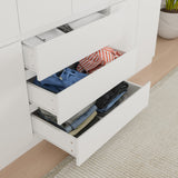 Bobve 6-Doors Armoire Wardrobe Closet, Wooden Wardrobe Closet with 3 Drawers, Armoire and Wardrobe with Shelves & Hanging Rod for Bedroom, White (70.9" W x 23.62" D x 78.74" H) Bobve