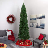 Nearly Natural 10ft. Slim Green Mountain Pine Artificial Christmas Tree with 800 Clear LED Lights Nearly Natural