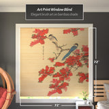 Red Lantern Bamboo Window Shade Blind - Roosting Bird 72" Wide Red Lantern