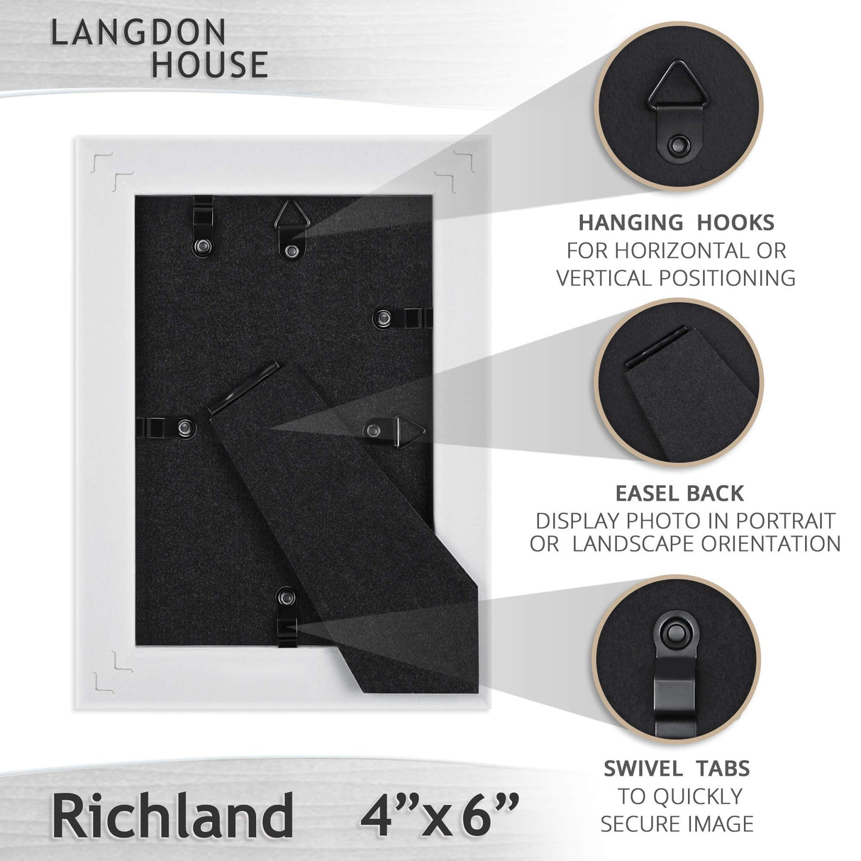 Langdon House 4x6 Picture Frames (Distressed White, 3 Pack) Farmhouse Style, Richland Collection Langdon House