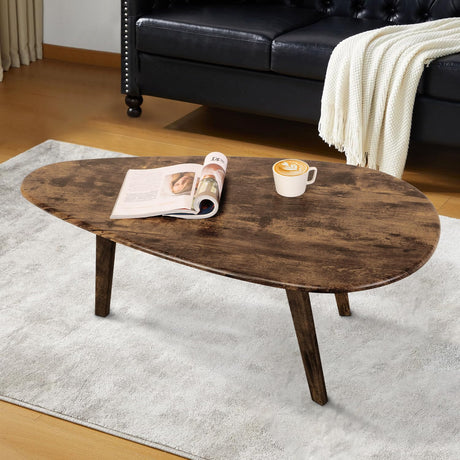 Modern Coffee Table for Living Room Small Mid Century Coffee Table Rustic Oval Coffee Tables Retro Accent Sofa Center Tables for Living Room Easy Assembly 22" D x 43" W x 18" H WDSHIYI