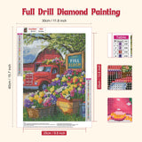 GHHKUD Flowers Diamond Painting Kits for Adults, DIY 5D Red Truck Diamond Painting, Full Drill Flowers Diamond Art Kits Art Pictures Perfect for Relaxation and Home Wall Decor 30x40cm GHHKUD