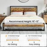 SHA CERLIN Queen Size Bed Frame with Wooden Headboard,Heavy Duty Metal Slats Support Platform,No Box Spring Needed,Rustic Brown SHA CERLIN