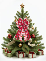 Glodecart 2 Rolls Christmas Ribbon for Wreath Bows Wrapping Gifts, Red Pink Candy Cane Ribbon for Gift Wrapping Party Supplies Decoration DIY Crafts 2.5" X 10 Yard Wired Winter Christmas Wreath Ribbon Glodecart