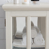 LUMISOL LED Curio Display Cabinet, Antique Display Cabinet with Adjustable Shelves, Retro Showcase with Lattice Doors, Elegant Bookcase and Storage Cabinet for Home Decor Organization, White LUMISOL