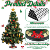 Huwena Christmas Tree Stand for Live Trees, Real Xmas Tree Holder Base Cast Iron, Supports up to 8ft, 4-Inch Diameter, 120lb Weight Capacity for Christmas Rustic Decoration (Bell, Bow Style) Huwena