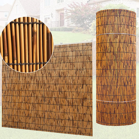 Natural Reed Screen Curtain, Bamboo Fencing,3.3 feet High x 16.4 feet Long Privacy Fencing Screen Panels,Garden Decorative Reed Fence Roll,for Backyard Patio Garden and More (Color : Brown) Bcofo