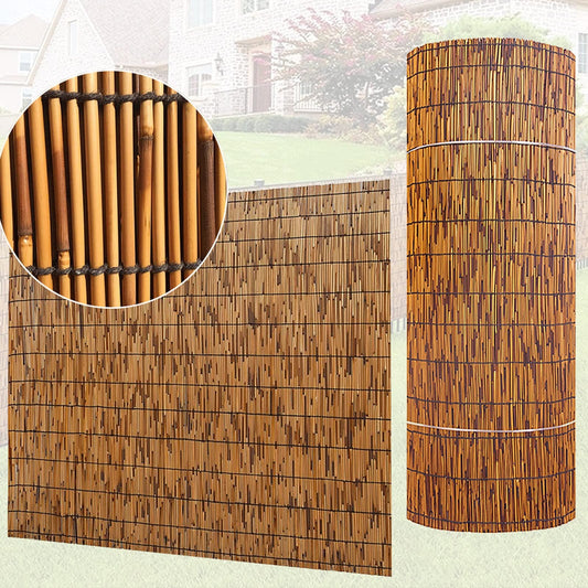 Natural Reed Screen Curtain, Bamboo Fencing,3.3 feet High x 16.4 feet Long Privacy Fencing Screen Panels,Garden Decorative Reed Fence Roll,for Backyard Patio Garden and More (Color : Brown)