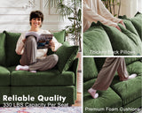 ABCASA Oversized Loveseat Sofa, Modern Modular Sectional Couch Green Fluffy Chenille Mid Century 2-Seat 24.5" Deep Seat for Apartment, Living Room, Bedroom ABCASA