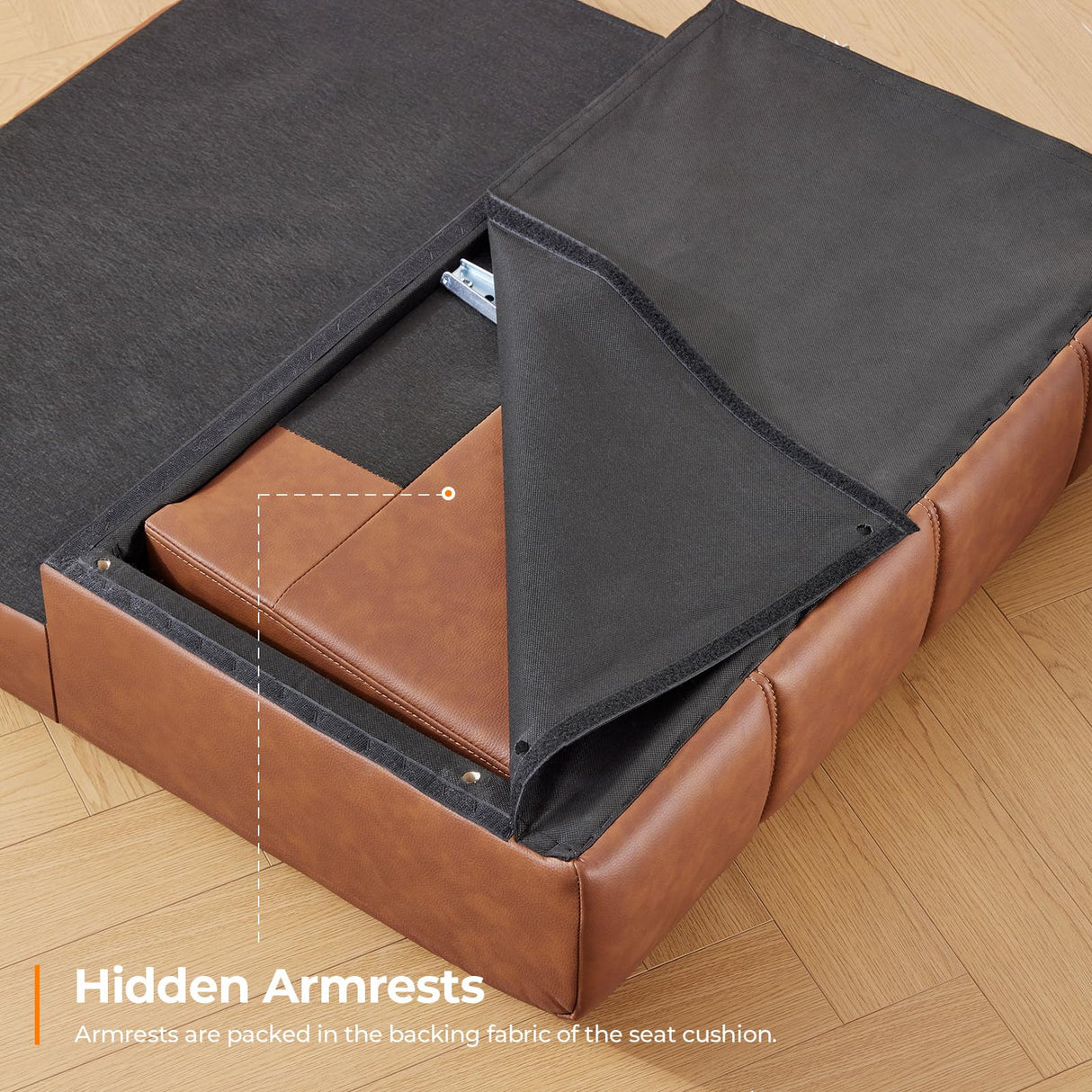 Fadware 78” Faux Leather Couch, Convertible Futon Sofa Bed with Adjustable Backrest, Mid Century Leather Sofa Loveseat with Side Pockets& Metal Leg, Modern Leather Sleeper Sofa for Living Room Bedroom Fadware