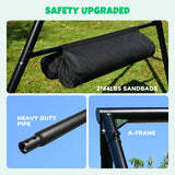 Trekassy 440lbs Swing Sets for Backyard, Concrete Patio, Heavy Duty A-Frame Metal Swing Stand with 40" Saucer Tree Swing, Sandbag for Outdoor, Playground, Park, No Anchors Needed Trekassy