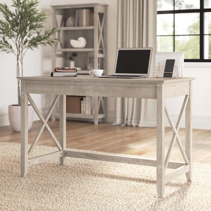 Bush Furniture Key West Writing Table for Home Office | Small Modern Farmhouse Desk, 48W, Washed Gray - WoodArtSupply