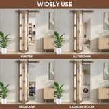 JUBEST Bifold Glass Barn Door, Bi Fold Glass Sliding Barn Door Kit with Hardware Include, 3-Panel Glass Barn Door Slab, Barn Door Hardware for Bedroom, Living Room, Bathroom, Brown (36"x84") JUBEST