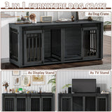 DEYGIA Large Dog Crate Furniture for 2 Dogs, Upgrade 71" Pro XXL Sliding Door Heavy Duty Dog Kennel Furniture with Divider, Steel Frame Indoor Double Dog Crate for Large Medium Small Dogs, Dark Black DEYGIA