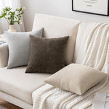 MIULEE Pack of 2 Beige Decorative Pillow Covers 18x18 Inch Soft Chenille Couch Throw Pillows Farmhouse Cushion Covers for Home Decor Sofa Bedroom Living Room MIULEE