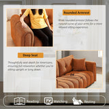 91.5" Modern Boucle Sofa with Deep Seat, 3 Seater Comfy Sherpa Cloud Couch, Oversized Loveseat Mid-Century Modern Tufted Couches for Living Room Apartment Lounge, Orange Elevyoliv