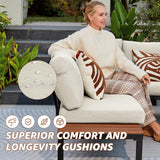 NATURAL EXPRESSIONS Patio Furniture Sets, Metal Outdoor Sectional L Shape Corner Sofa Outdoor Couch with Detachable Backrest,3 Fauxwood Tables,Black Frame,Beige Olefin Cushions for Yard,Garden NATURAL EXPRESSIONS