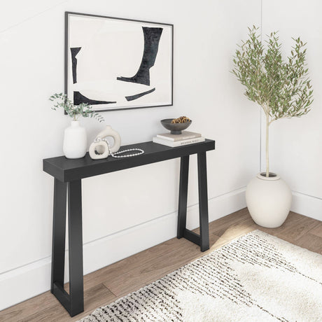 Plank+Beam Solid Wood Console Table, 46.25 Inch, Sofa Table, Narrow Entryway Table for Hallway, Behind The Couch, Living Room, Foyer, Easy Assembly, Black Plank+Beam