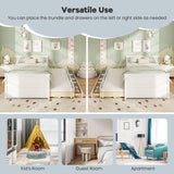 Giantex Full Size Bed Frame with Twin Trundle & 3 Storage Drawers, Modern Platform Bed with Headboard & Footboard, Wooden Slats Support Captain Bed for Teens Adults, No Box Spring Needed, White Giantex