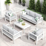 LayinSun Outdoor Aluminum Furniture Set, 5 Pieces Patio Sectional Conversation Chat Sofa Modern Seating Set with Coffee Table LayinSun